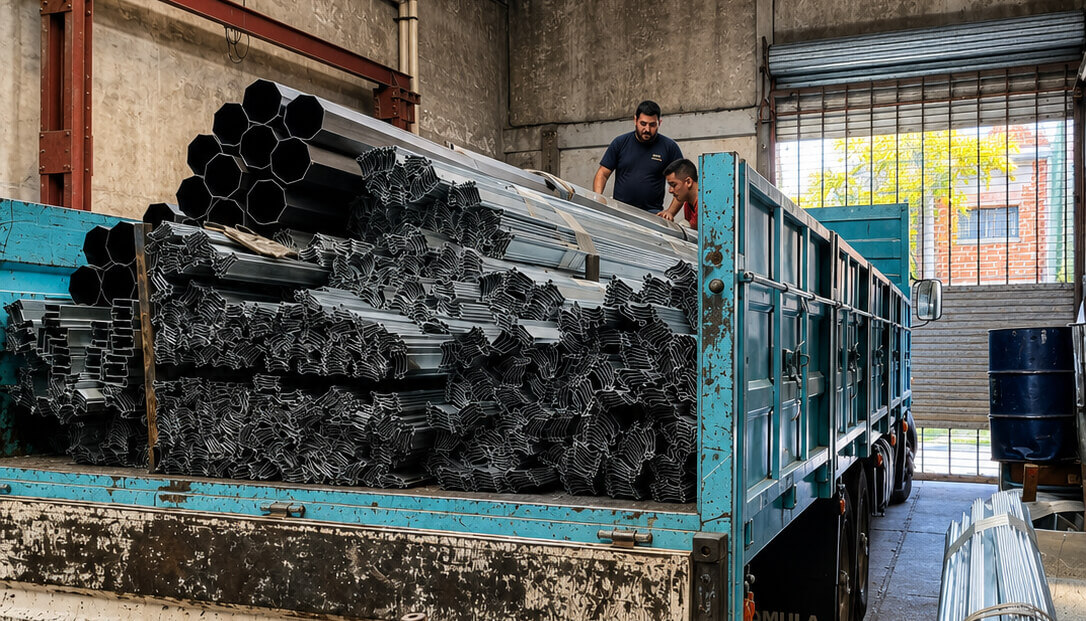 Perfiles de aluminio apilados para la fabricación de cortinas